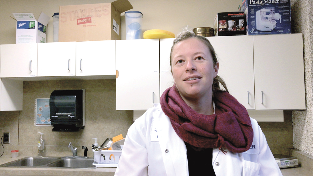 Heather Hill explains the use of yellow pea flour at Cigi.