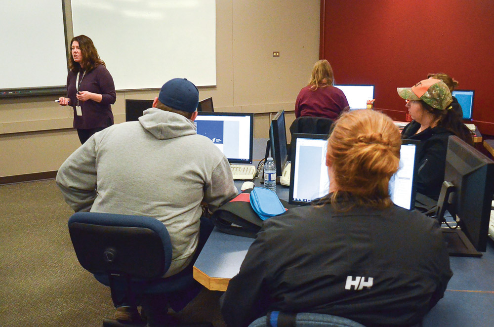 Faculty member Danielle Tichit leads a class on oilseed handling and marketing  at Assiniboine Community College, part of the ACC agribusiness program.