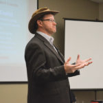 Speaker Clayton Robins gives a first-hand account of cover crops as used on his own operation in Rivers, Man., Mar. 1.