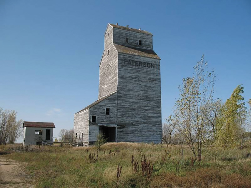 An elevator in Ridgeville, northeast of Emerson, was constructed in 1947  by the Paterson Grain Company, supplementing an older elevator from  1935. Both elevators were closed when the CN Ridgeville Subdivision was  abandoned in 1981 and the older one was demolished at that time. The  newer elevator sat vacant for many years until, in 2009, it was restored  for use in mixing livestock feed. It was destroyed by fire in April  2010.