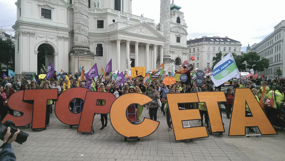 An anti-CETA protest in Vienna, Austria in 2016.