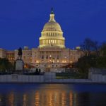 The Capitol Building in Washington DC at night, capital of the United States of America