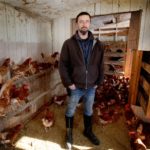 Rick Kurbis stands inside the chicken coop on his farm, where he had a close call with toxic hydrogen sulphide gas on February 13, 2017.