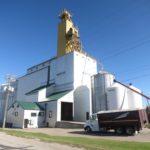A former Manitoba Pool elevator at Manitou was built between February and September 1988, replacing two elevators at the site, a 62-year-old crib moved here from Kaleida in the fall of 1965, and a former Ogilvie Milling elevator. Joining a 100,000-bushel annex constructed in 1977, total capacity of the new facility was 143,400 bushels. In 2005, its adjacent railway was to be abandoned by
the CPR. The line between Manitou and Killarney could not be saved but, just as rail removal between Manitou and Morden was to commence in late 2008, a group including local farmers successfully established a short line railway to continue servicing the elevator, now owned and operated locally, along with producer-car loading sites at Binney, Manitou, and Darlingford.