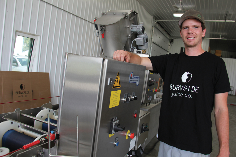 Marcus Wiebe was in the final stages of getting a new apple press operational last week. The Winkler farmer expected to start pressing apples for new customers this week.