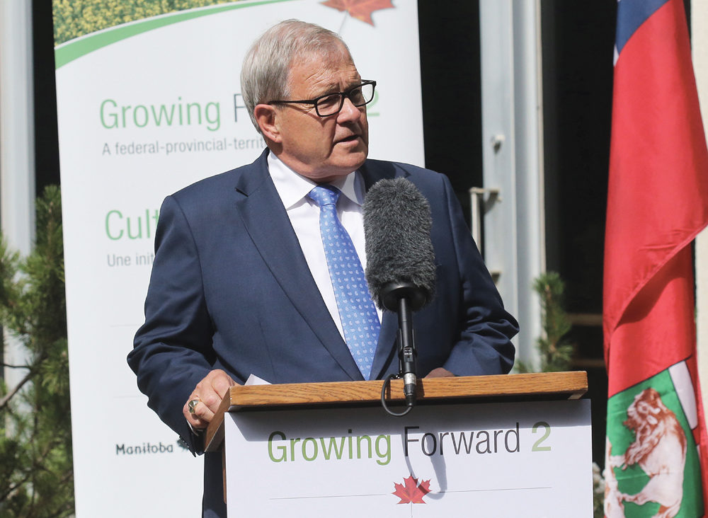 Agriculture Minister Lawrence MacAulay speaks during an event at the University of Manitoba.