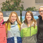 Shaelyn Beswitherick (l to r), Megan Beswitherick, Shalyssa Sawatzky and Adrienne Driedger, all of the Sidney 4-H Beef Club, gave their view on the future of beef during one of three Manitoba Beef Producers Emerging Beef Leaders Forums Nov. 3 in Austin.