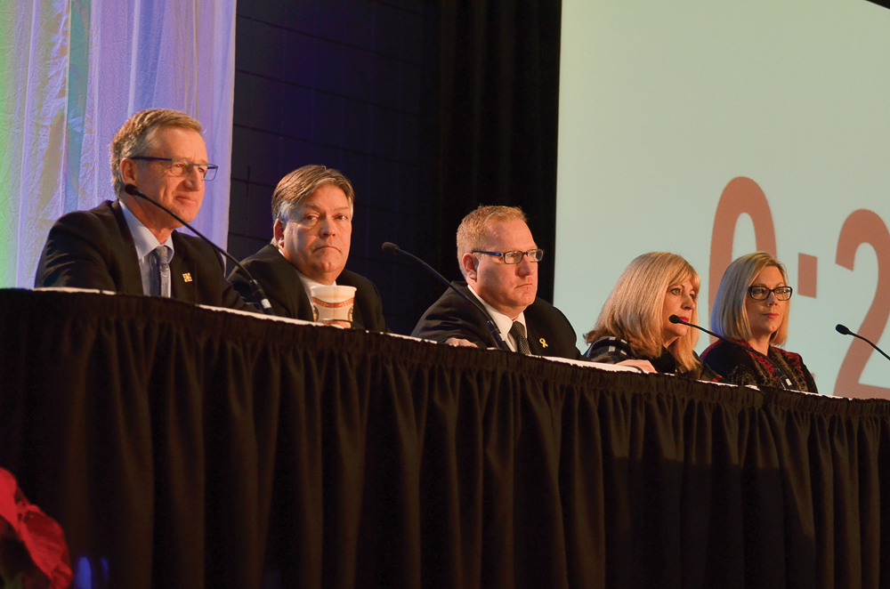 Local governments direct questions, including questions about legal marijuana, to provincial ministers during the Association of Manitoba Municipalities convention in Brandon. 