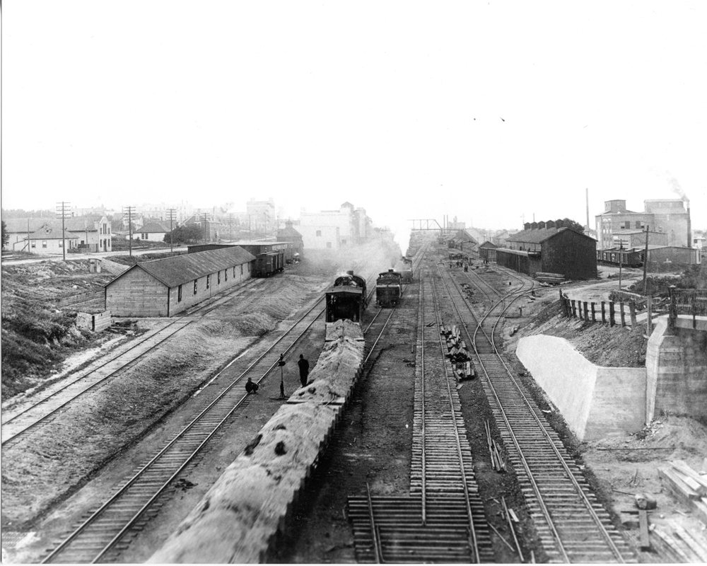 This photo is one of several in the Manitoba Agricultural Museum collection taken of the CPR yard in Brandon.