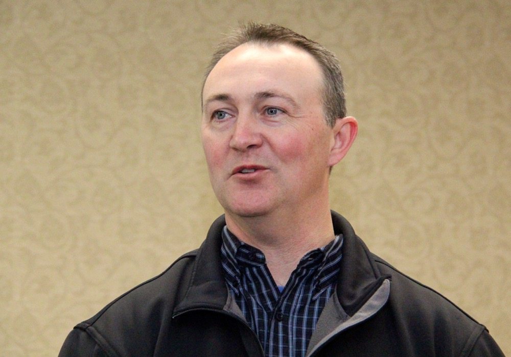 Canadian Grain Commission grain inspection experts Chris Fleury (seen here) and Usman Mohammad spoke about ways the CGC can help farmers know the quality of their grain before they start selling it during a grain-grading school Dec. 7 in Brandon.
