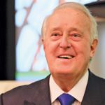 Former prime minister Brian Mulroney speaks to farmers at CropConnect in Winnipeg.