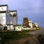 When this photo was taken in 1960, Dauphin’s “elevator row” along First Avenue had six members. At left was a Pool elevator dating from 1927 and labelled B when Pool A was built beside it in 1948. The brown National elevator in centre was built in 1952 and a preceding elevator was converted to an annex. Behind it was Pool D, acquired from Lake of the Woods Milling in 1959, that by 1962 had become United Grain Growers’ #2 elevator. At right was the original UGG elevator built around 1918, about the same time that another elevator, not visible behind UGG #1, was built by the Liberty Grain Company. It was sold to Searle Grain in 1929. All of them are now gone.