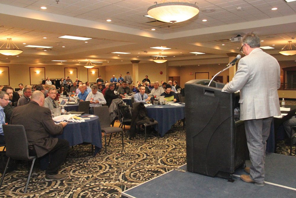 Manitoba Wheat and Barley Growers Association chair Fred Greig led a discussion on the proposed commodity associations’ merger during the wheat and barley growers’ annual meeting Feb. 15 at CropConnect in Winnipeg.