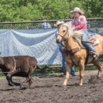 Rachelle McCannell of Pierson roped her calf in the high school breakaway roping in 3.4 seconds.