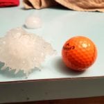 Hail as big as baseballs fell in some areas. This hail was collected in Manitou.