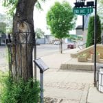 One of a series of “Founders Parks” stands in Minnedosa’s downtown, each with an informative plaque recognizing the town’s founders.
