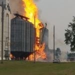 Crystal City’s skyline was in flames Aug. 20 when fire took a grain elevator and spread to a local hardware store. Locals who came to combat the flames say efforts were hindered by lack of cellphone coverage.