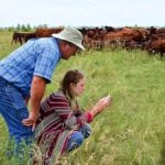 Brian Harper (l) showcases the operation’s high density grazing experiment during a tour last summer on his land north of Brandon.