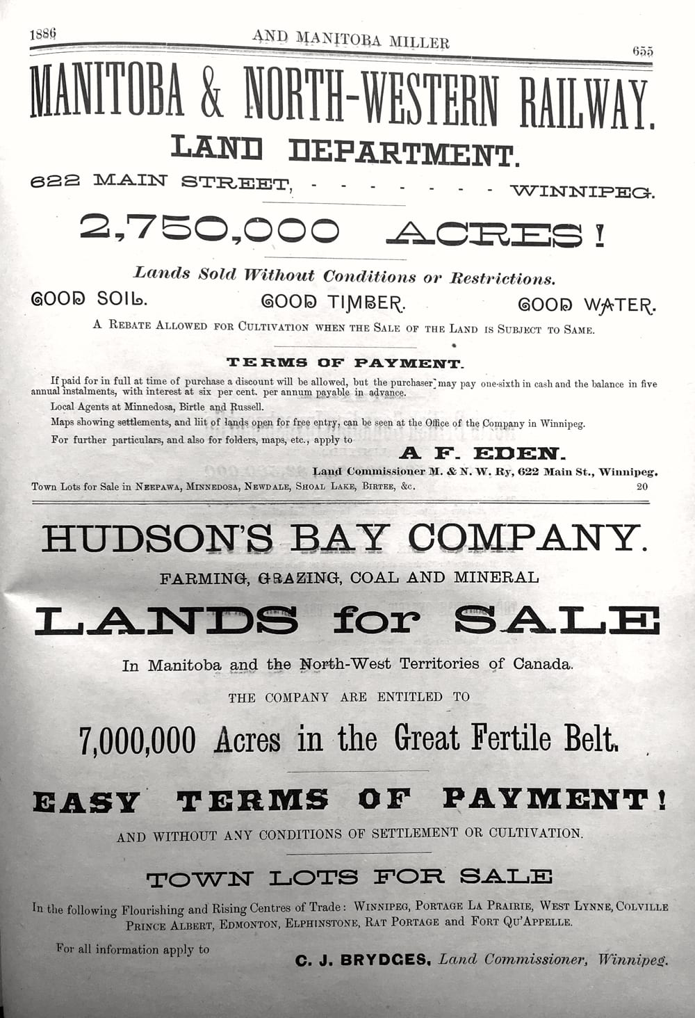 Lands for sale on easy terms