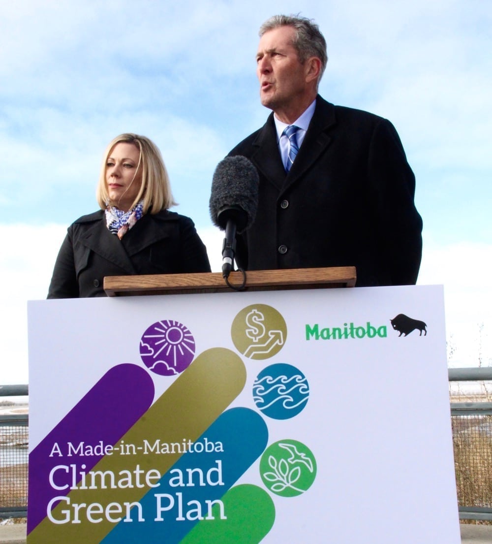 Premier Brian Pallister and Sustainable Development Minister Rochelle Squires unveiled the Made-in-Manitoba Climate and Green Plan Oct. 27, 2017 at Oak Hammock Marsh. The plan included a flat $25-a-tonne carbon tax and programs to cut carbon emissions. Last week Pallister announced since Ottawa is going to impose its carbon tax on Manitoba, the province won’t implement its tax. However, the green plan programs will still go ahead, he said. 