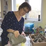 Arlene Thickett works on a piece in her studio at her rural home between Binscarth and Russell.