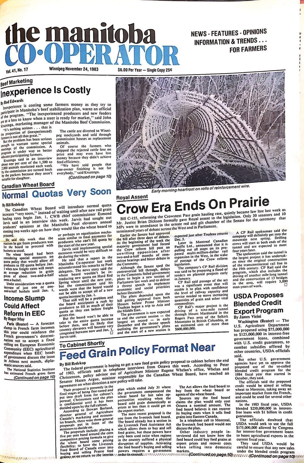 Crow era ends on the Prairies