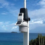 According to Davis Instruments, this Vantage Pro2 station — mounted on a 21-foot pole on the north coast of the Caribbean island of St. Barts — survived Hurricane Irma, during which it recorded a wind gust of 320 km/h.