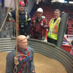 Farm safety will be front and centre at this year’s edition of Ag Days. Richard Paetzold (left), Garth McIntyre and Glen Blahey, (right) demonstrating how a rescue would occur in the event of a grain entrapment.