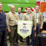Pictured (from left): Gord Gilmour (Manitoba Co-operator), Fokko Burma (Mid Plains Implements), Brad Crammond (Manitoba Ag Days), Kale Wilson (Amazone), Dennis Hackmann (Amazone), David Laudin (Manitoba Ag Days).
