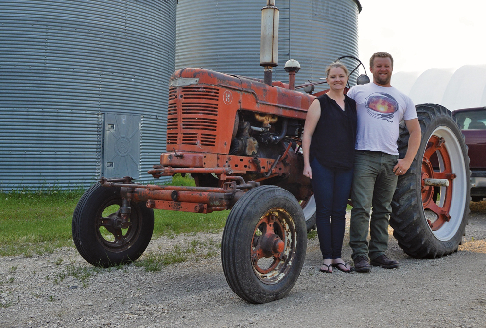 Pam Bailey and Rauri Qually on their grain farm in Dacotah, near Winnipeg. “Before you want to complain about something, you better be willing to volunteer,” says Pam.