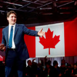 Prime Minister Justin Trudeau reacts after the federal election at the Palais des Congres in Montreal, Quebec, Oct. 22, 2019.