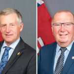Blaine Pedersen (l) takes over for Ralph Eichler as the province’s agriculture minister in today’s cabinet shuffle.