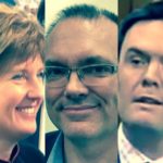 Marie-Claude Bibeau, Luc Berthold and Alistair MacGregor all held their seats in the Oct. 21, 2019 federal election. (Dave Bedard photos; MacGregor video screengrab from AlistairMacgregor.ndp.ca)