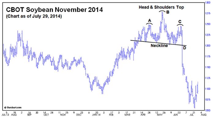 CBOT November 2014 soybeans as of July 29. (Barchart.com)
