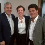 From left, CN chief operating officer Jim Vena, federal Labour Minister Kellie Leitch and Unifor president Jerry Dias, after CN and Unifor reached a tentative labour agreement late Monday. (CNW Group/Employment and Social Development Canada)
