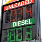 The gap between gasoline and diesel prices at retail has recently narrowed, as shown at this Winnipeg truck stop on April 1. (Dave Bedard photo)
