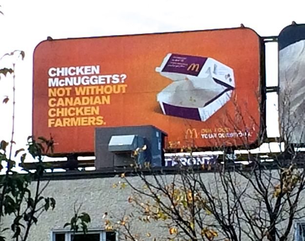 McDonald’s in 2015 launched a billboard campaign in Canada profiling products made using Canadian meat and potatoes. (Dave Bedard photo)
