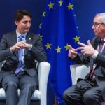 European Commission President Jean-Claude Juncker — shown here at right with Prime Minister Justin Trudeau last November — has taken the EU’s free trade pact with Canada off the fast track by allowing each EU member nation’s parliament to ratify the deal. (PM.gc.ca)