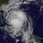 A satellite view of Hurricane Matthew at about 1 p.m. ET on Oct. 6, as the hurricane regained Category 4 status. (NASA/NOAA GOES Project)
