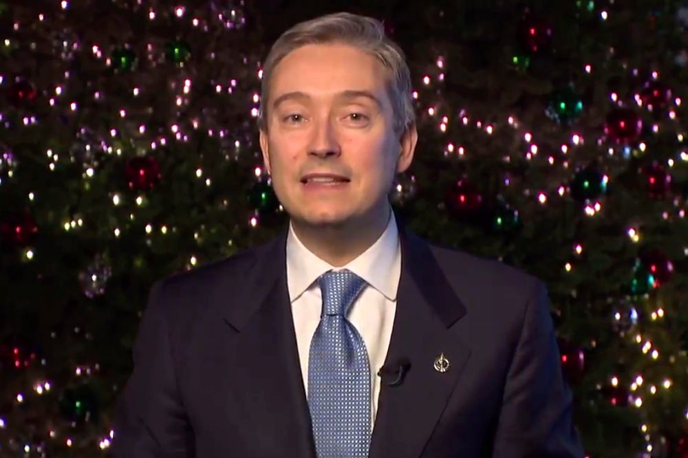 Francois-Philippe Champagne, shown here last month in a holiday video message to constituents, has been named federal minister for international trade. (FPChampagne.liberal.ca)

