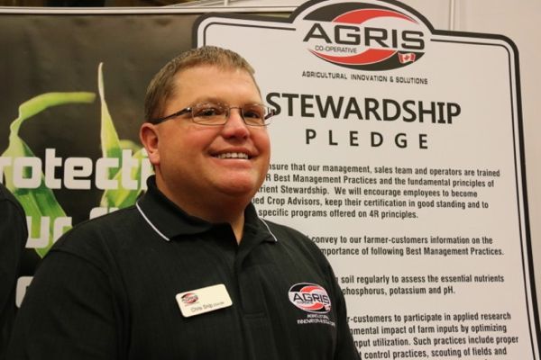 Chris Snip of Agris Co-operative works with farmers to check soil health and fertilizer practices of farmers near Lake Erie as part of the Great Lakes Agricultural Stewardship Initiative. (John Greig photo)
