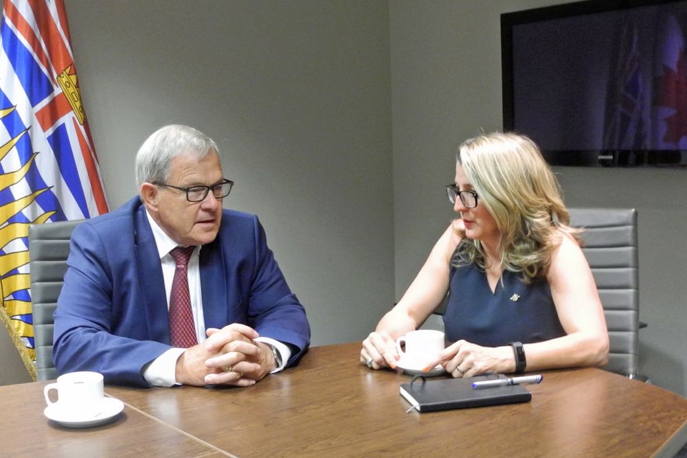 Federal Agriculture Minister Lawrence MacAulay and B.C. Agriculture Minister Lana Popham met Wednesday in Victoria. (Photo courtesy AAFC)
