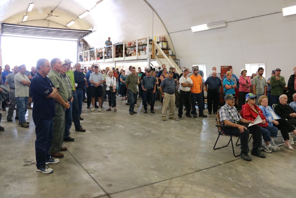 About 180 people attended a meeting Aug. 25 about a potential high-speed rail line through southern Ontario. (John Greig photo)

