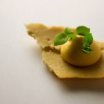 Pâte sucrée with spiced butternut squash mousse and pea shoots. This gluten-free pâte sucrée is made with ‘BEST’ Certified-Organic Precooked Navy Bean Flour and ‘BEST’ Certified-Organic Pea Hull Fiber 200.  Photo: Chef Sean Audet. 
