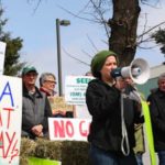 Coral Sproule, shown here speaking at a Day of Action to Stop GM Alfalfa event in Ottawa in 2013, is the new president of the National Farmers Union. (Cban.ca)
