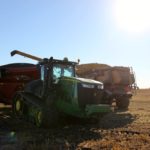 As the weather window opened up, a Manitoba soybean producer near Bagot takes to the field on Oct. 17, 2018.  Photo: File/Greg Berg
