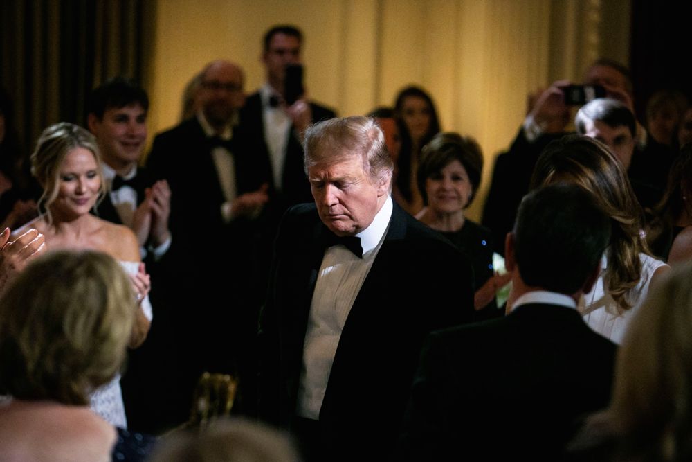 U.S. President Donald Trump and First Lady Melania Trump arrive at the Governors’ Ball in the State Dining Room of the White House on Feb. 24, 2019. (Photo: Reuters/Al Drago)
