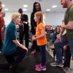 U.S. Senator Elizabeth Warren, who is seeking the Democrats’ 2020 nomination for president, greets Ella Clare Campbell after speaking in Memphis on March 17, 2019. (Photo: Reuters/Karen Pulfer Focht)
