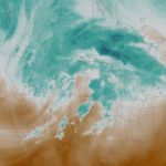 Water vapour imagery from the U.S. National Oceanic and Atmospheric Administration’s GOES East satellite on April 10, 2019 shows a powerful late-season winter storm expected to bring heavy snow and high winds to parts of the north-central U.S. Plains and the upper Midwest. Bright blue and white areas indicate high water vapour or moisture content. (Satellite map courtesy NOAA)
