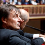 Nicolas Hulot listens to the speech of French President Emmanuel Macron on July 9, 2018.
 Photo: Reuters/Charles Platiau
